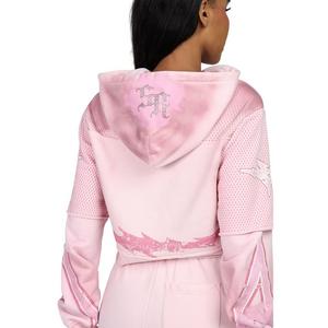 Smoke Rise Women's Skull Twofer Hoodie - Pink