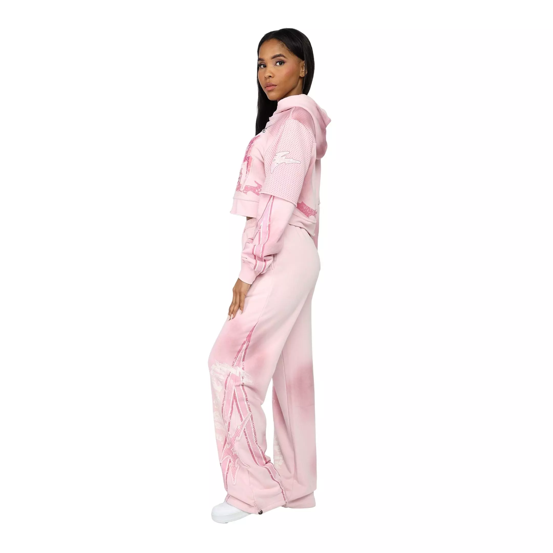 Smoke Rise Women's Skull Wide Leg Pants - Pink