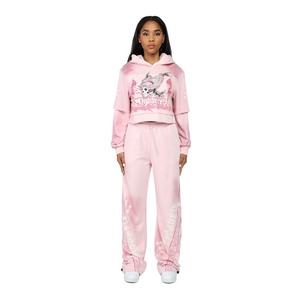 Smoke Rise Women's Skull Wide Leg Pants - Pink