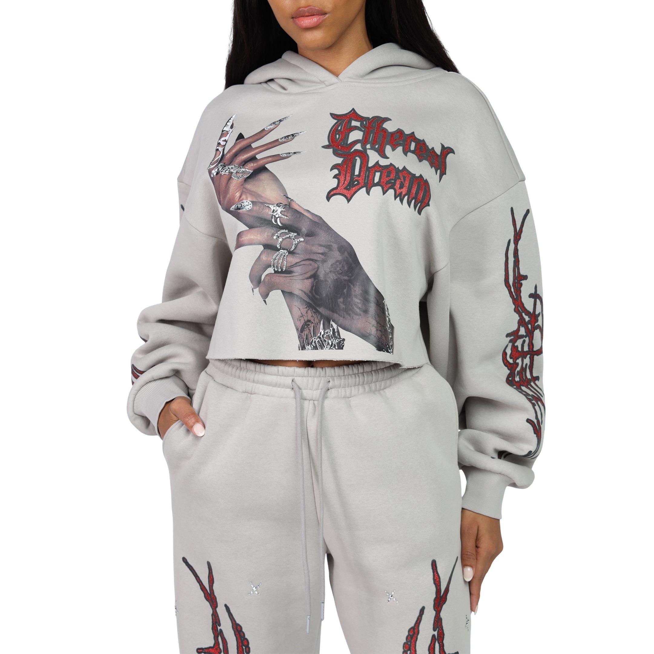 Smoke Rise Women's Hand Oversized Fleece Hoodie - Tan - TAN Thumbnail View 1