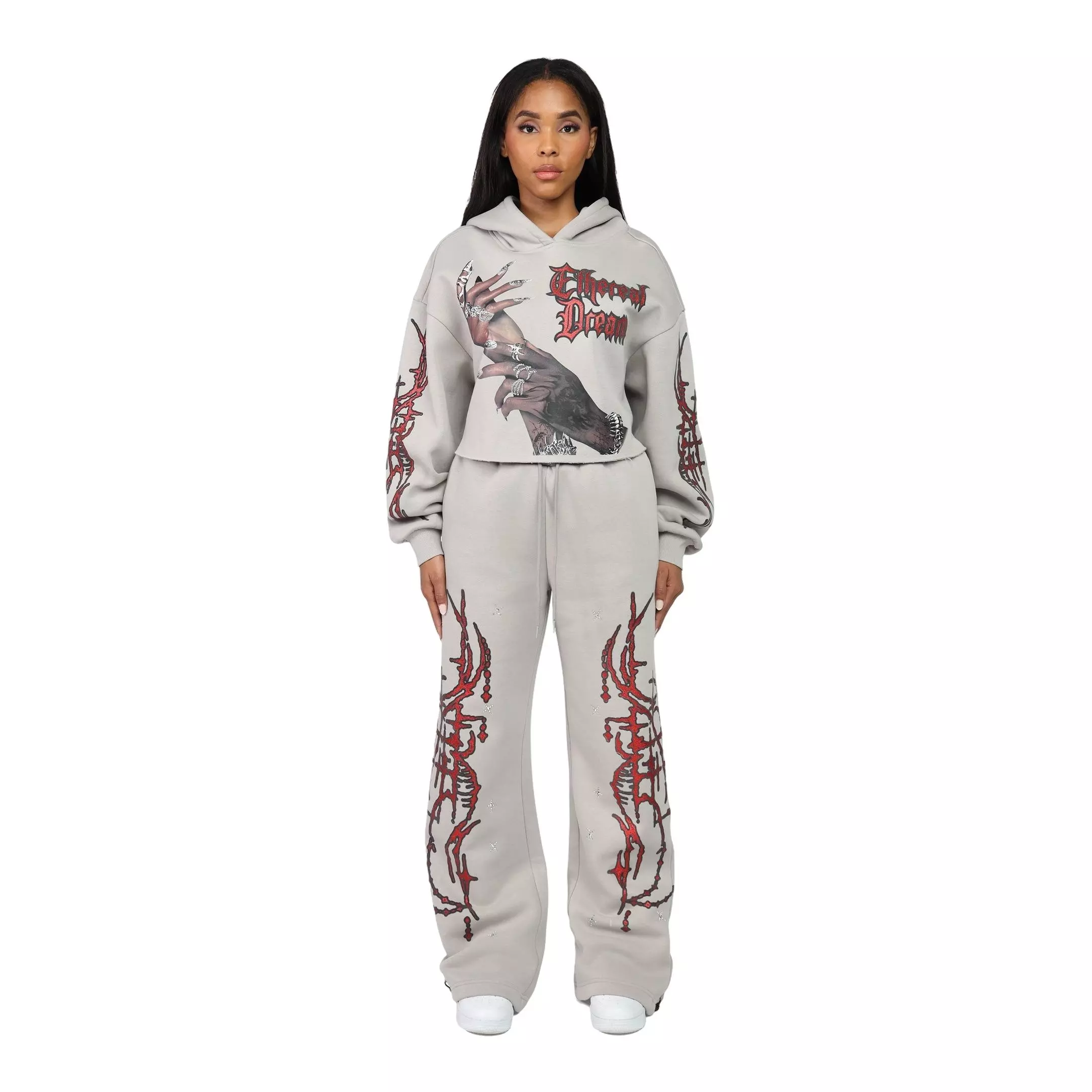 Smoke Rise Women's Hand Oversized Fleece Hoodie - Tan - TAN