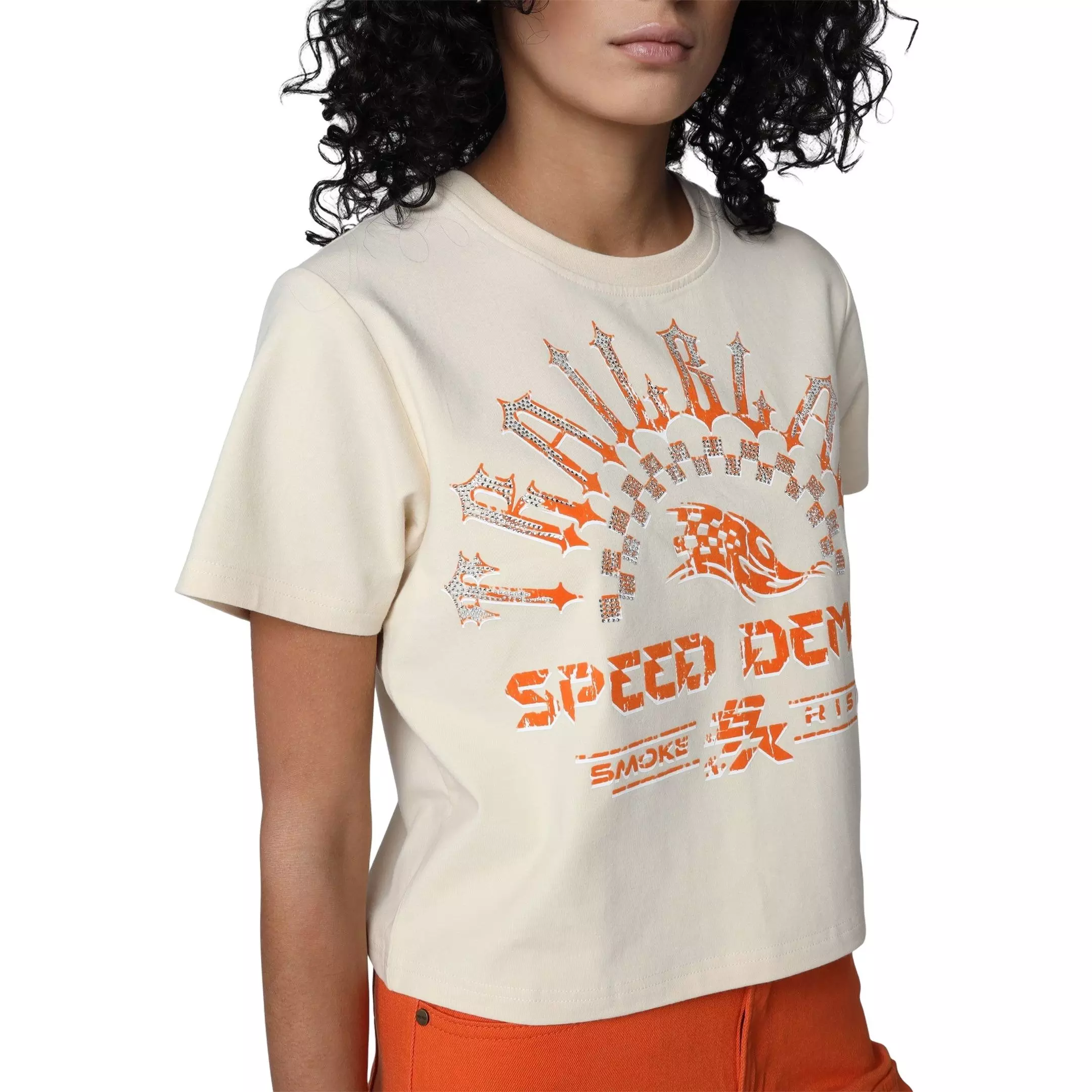 Smoke Rise Women's AJ3 Racing Tee - Black/Metallic Silver - BLACK/SILVER