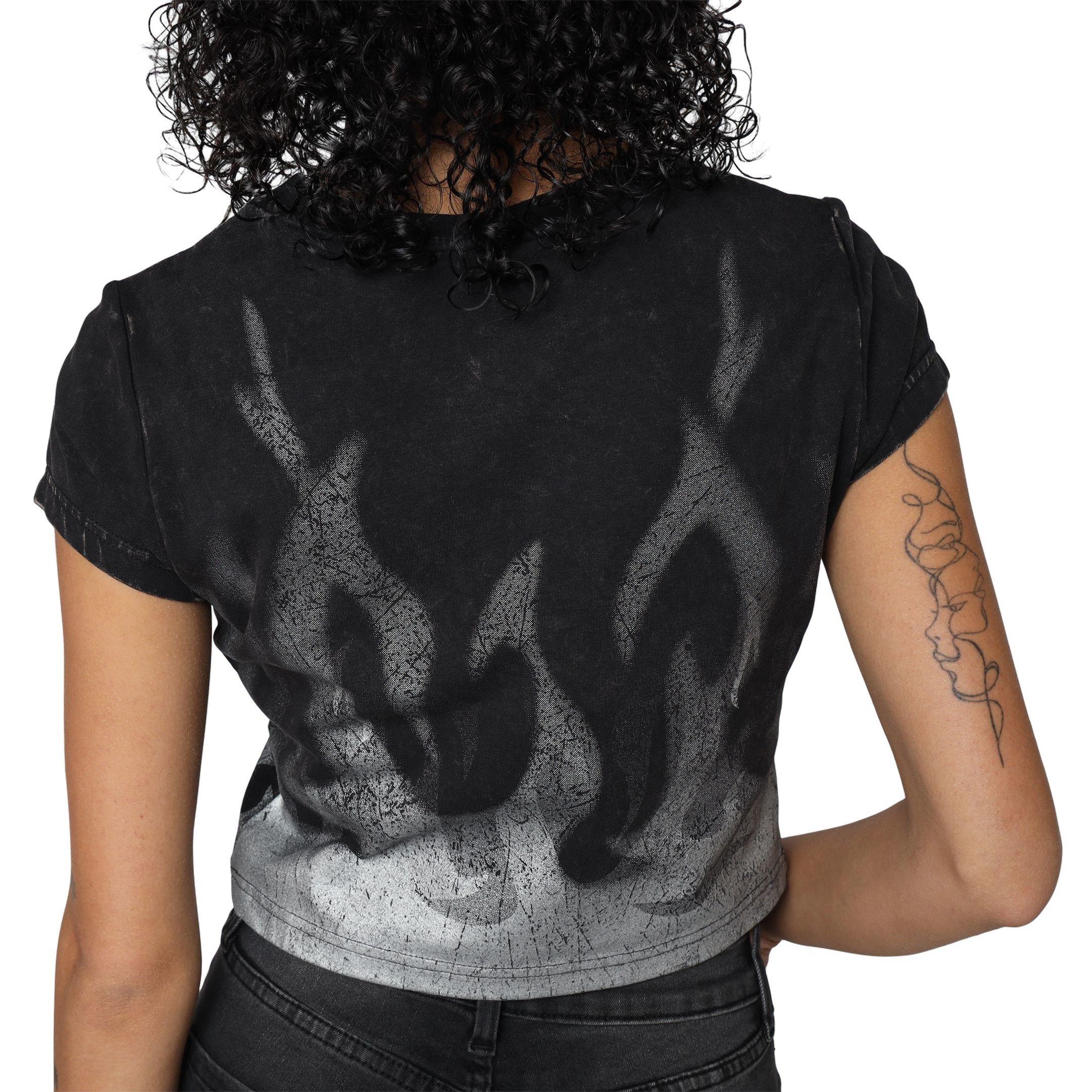 Smoke Rise Women's Flame Tee - Black/Metallic Silver - BLACK/SILVER Thumbnail View 2