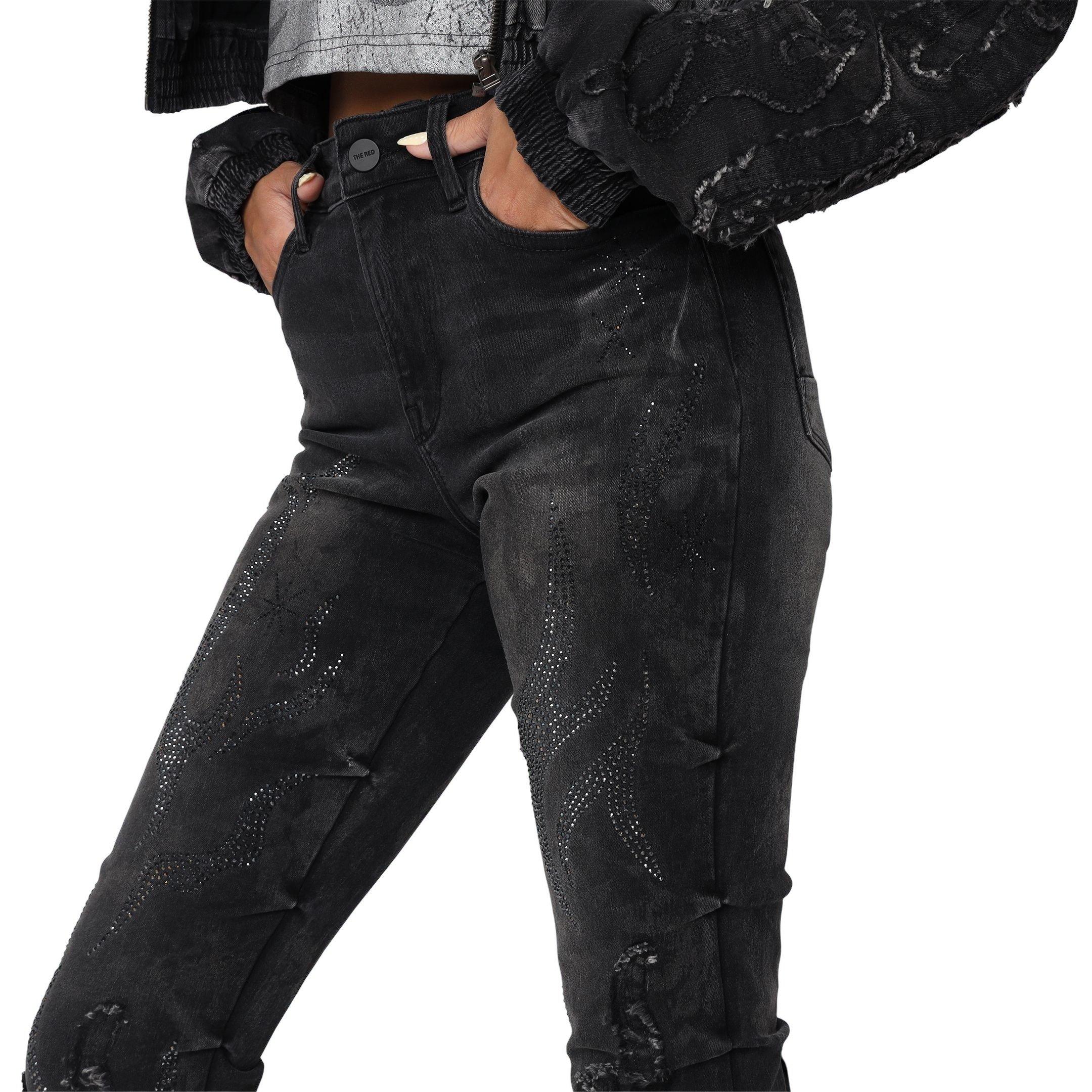 Smoke Rise Women's Flame High-Rise Denim Pants - Black - BLACK Thumbnail View 6