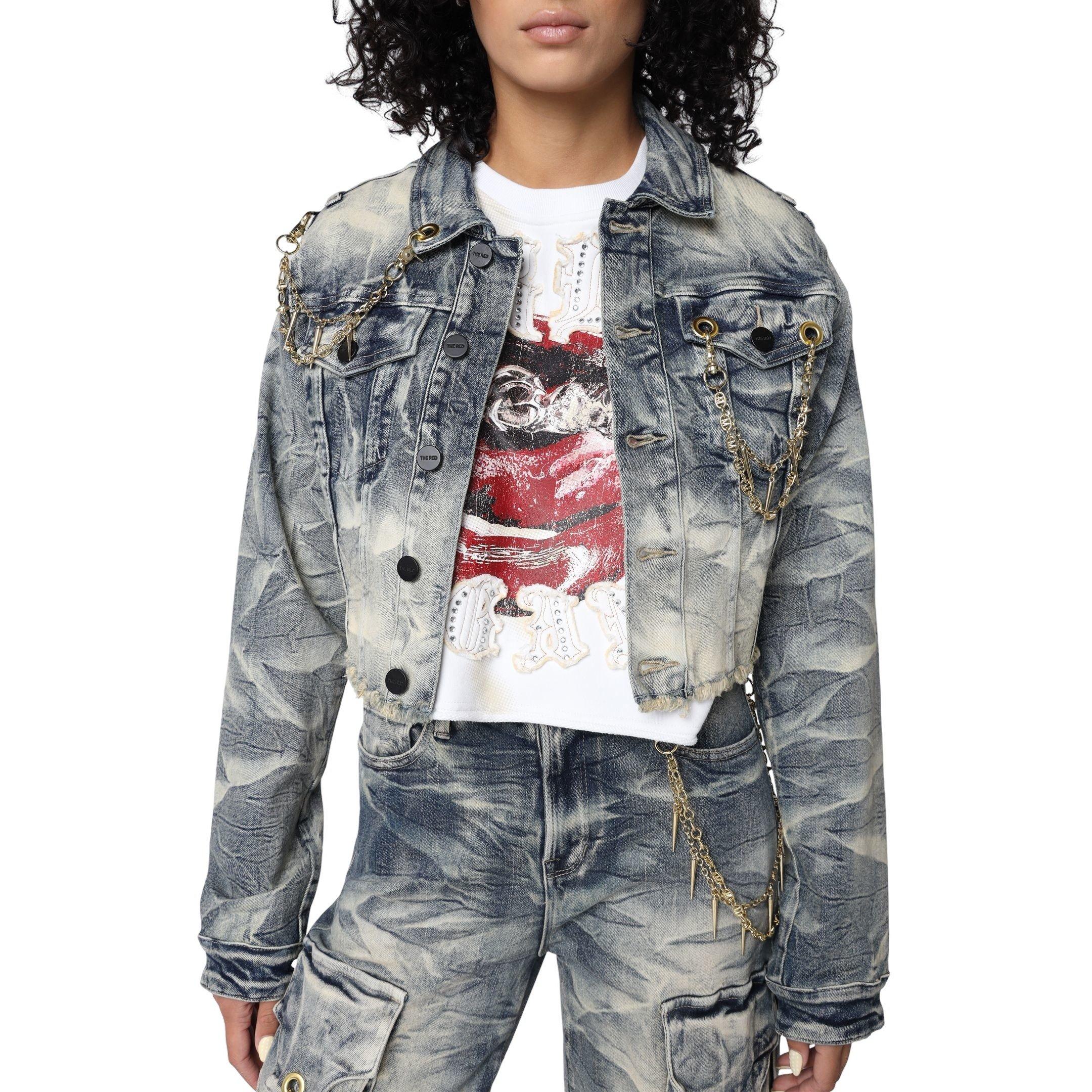 Smoke Rise Women's Chain Trucker Jacket - Denim - DENIM Thumbnail View 1