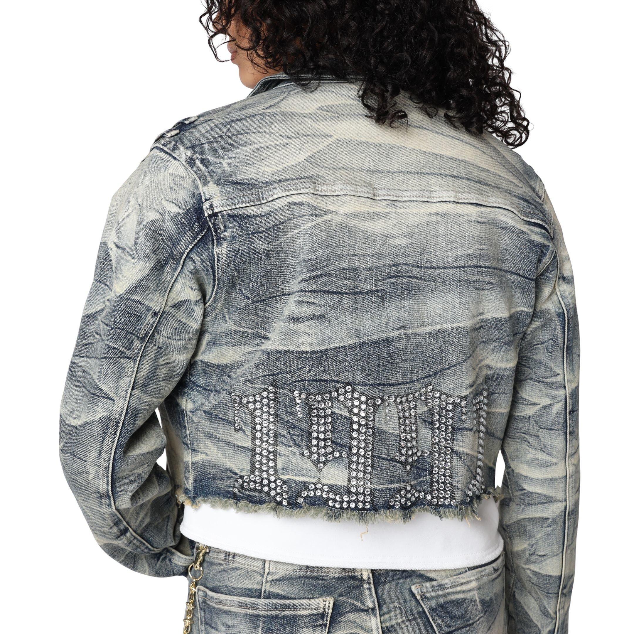 Smoke Rise Women's Chain Trucker Jacket - Denim - DENIM Thumbnail View 2