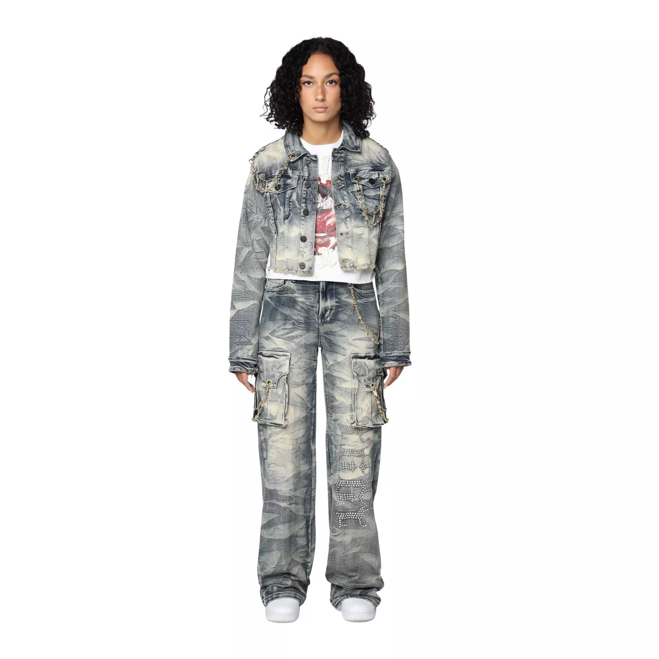 Smoke Rise Women's Chain Trucker Jacket - Denim - DENIM