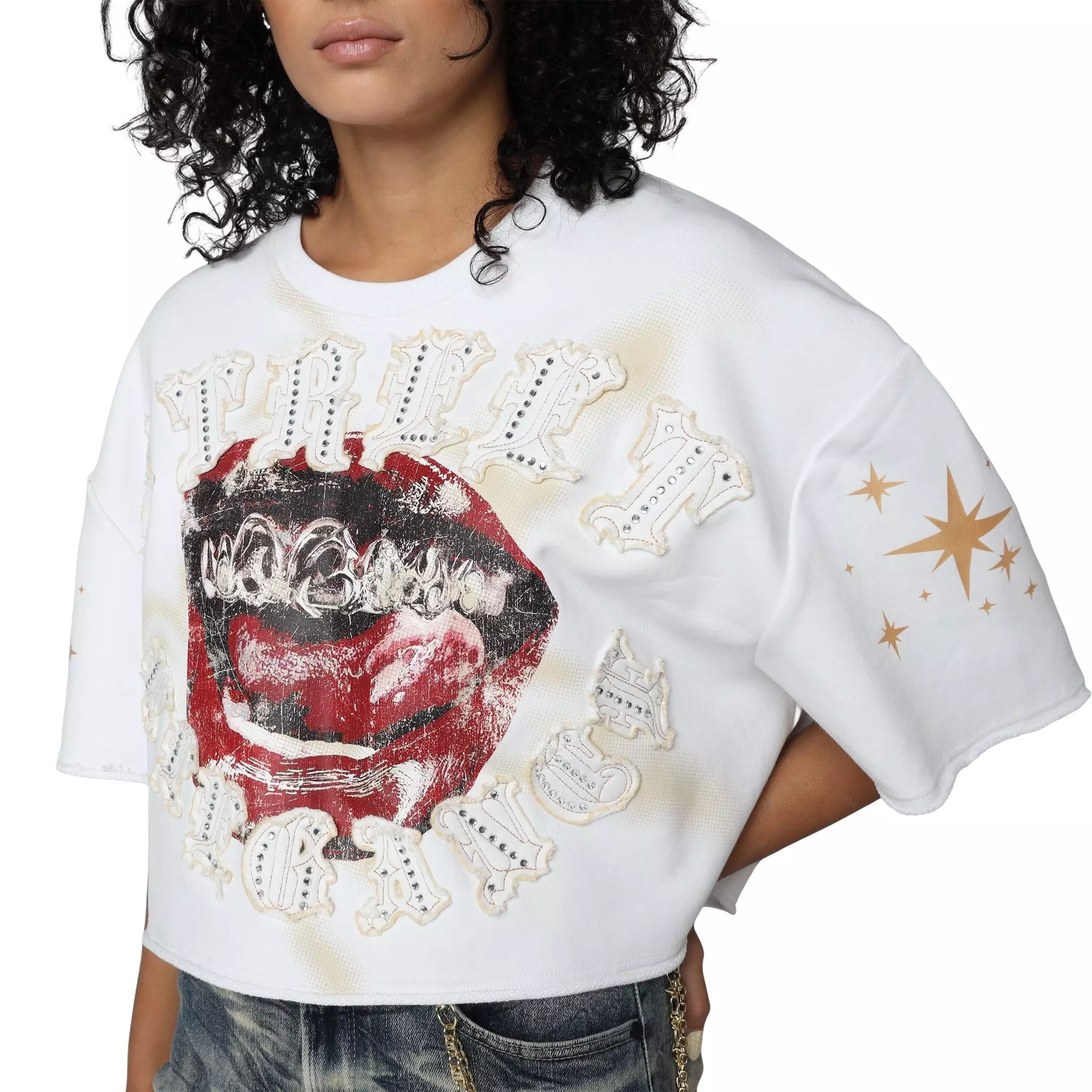 Smoke Rise Women's Chain Mouth Tee - White - WHITE