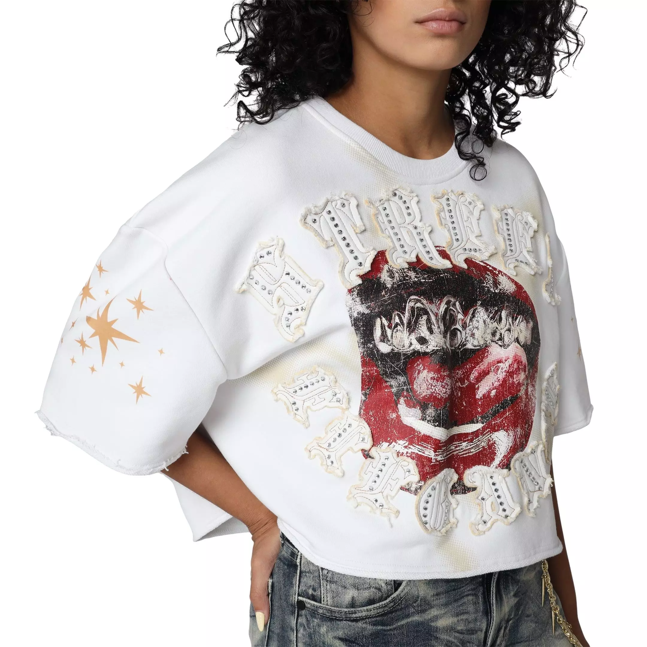 Smoke Rise Women's Chain Mouth Tee - White - WHITE