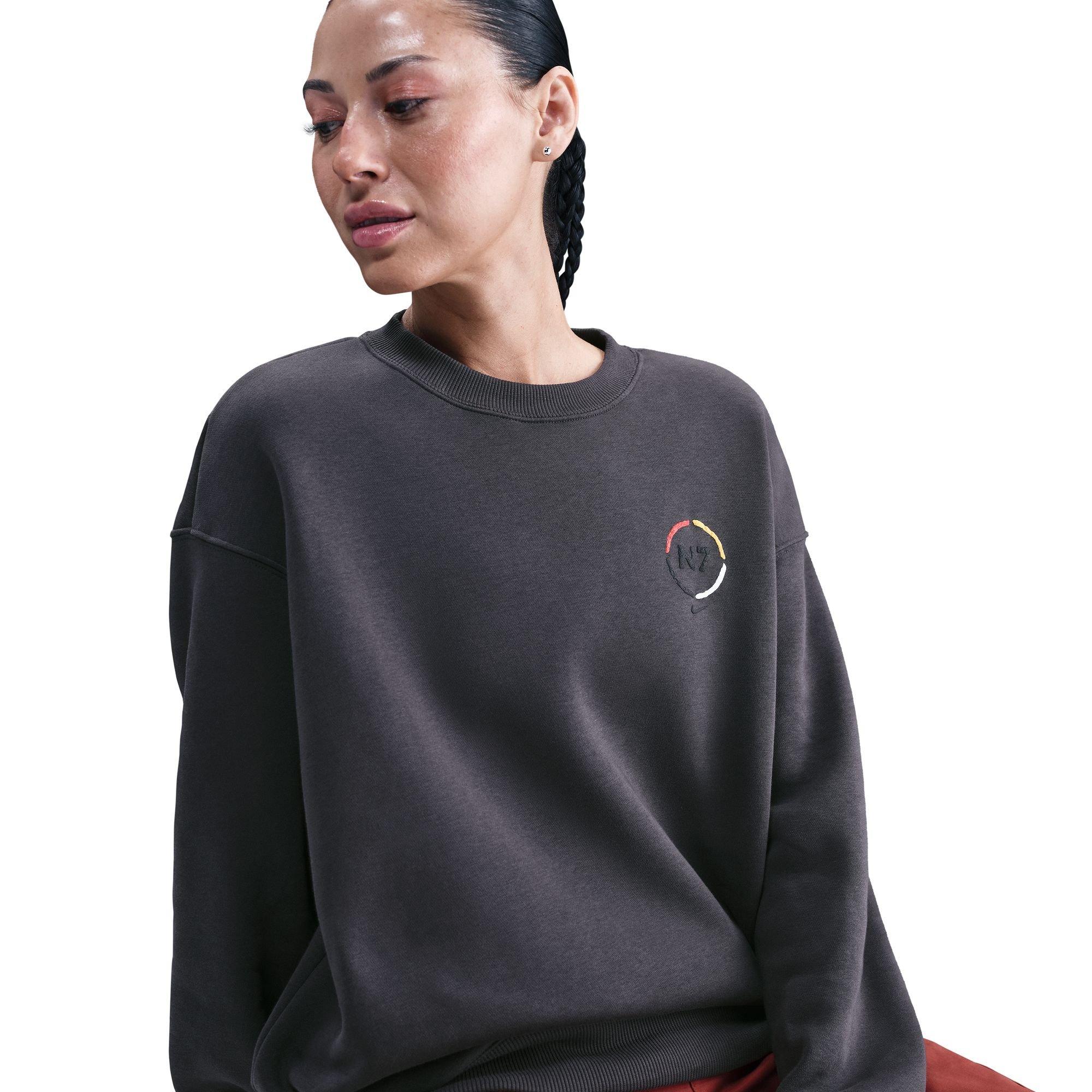 Nike N7 Oversized Phoenix Fleece Crew-Neck Sweatshirt - Anthracite - ANTHRACITE Thumbnail View 2