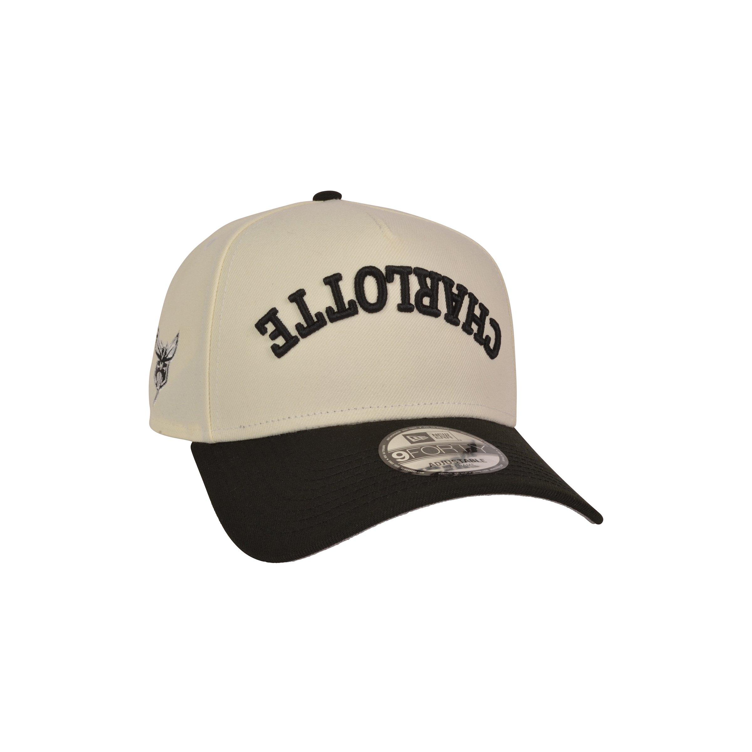 New Era Charlotte Hornets 9FORTY Upside Down Snapback Hat-Off White/Black