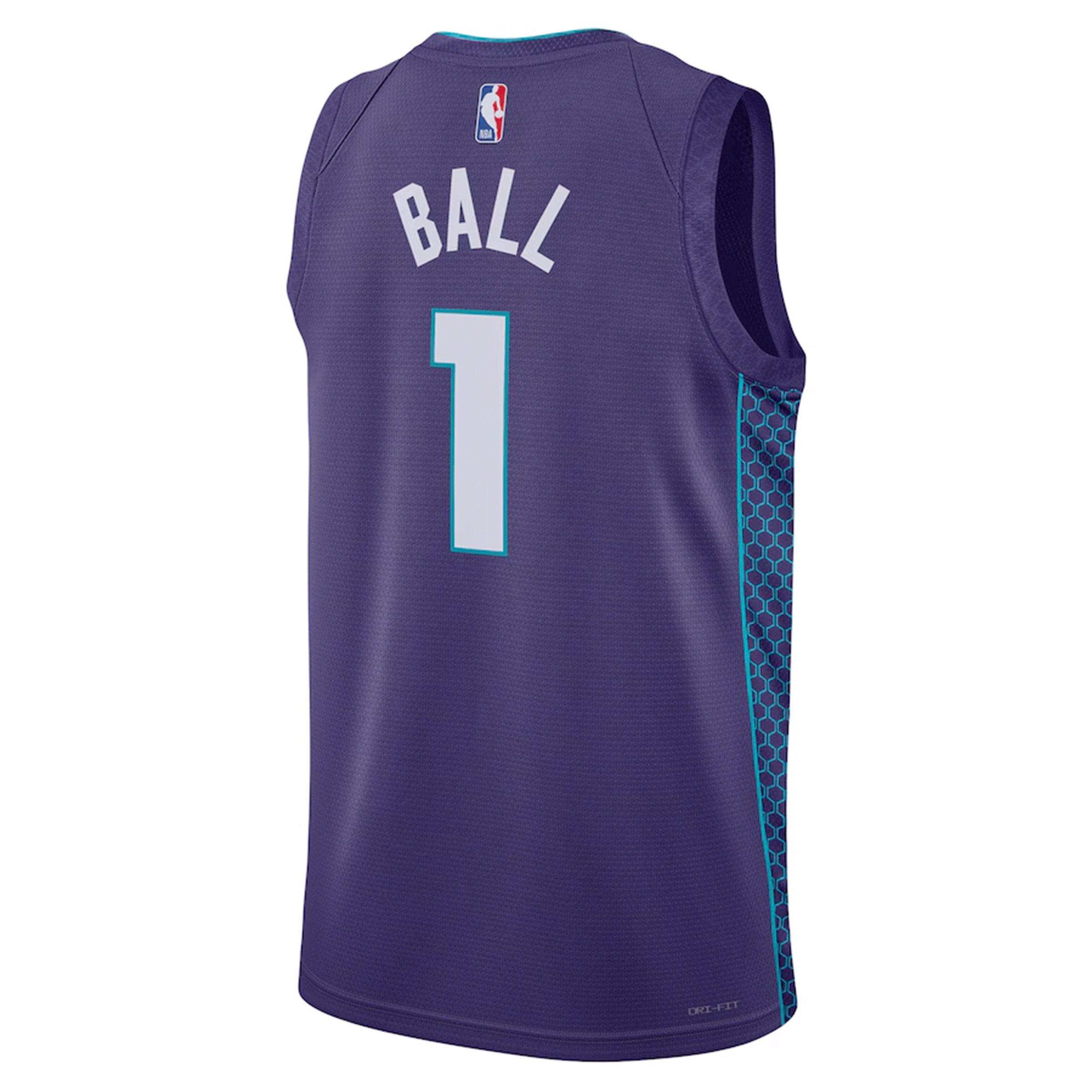 Nike Youth Charlotte Hornets Lamelo Ball Jersey-Teal/Purple - PURPLE/AQUA Thumbnail View 2