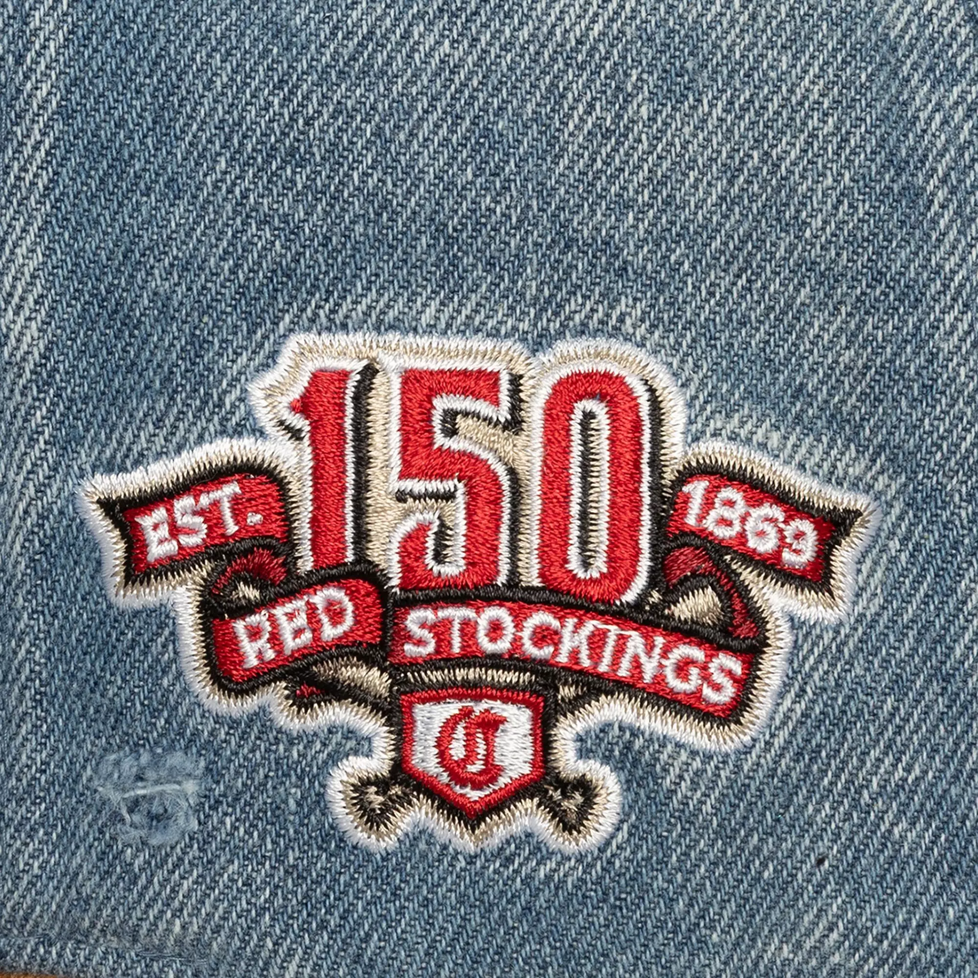 Mitchell &amp; Ness Cincinnati Reds Wood Work Snapback Hat-Light Blue - LT BLUE