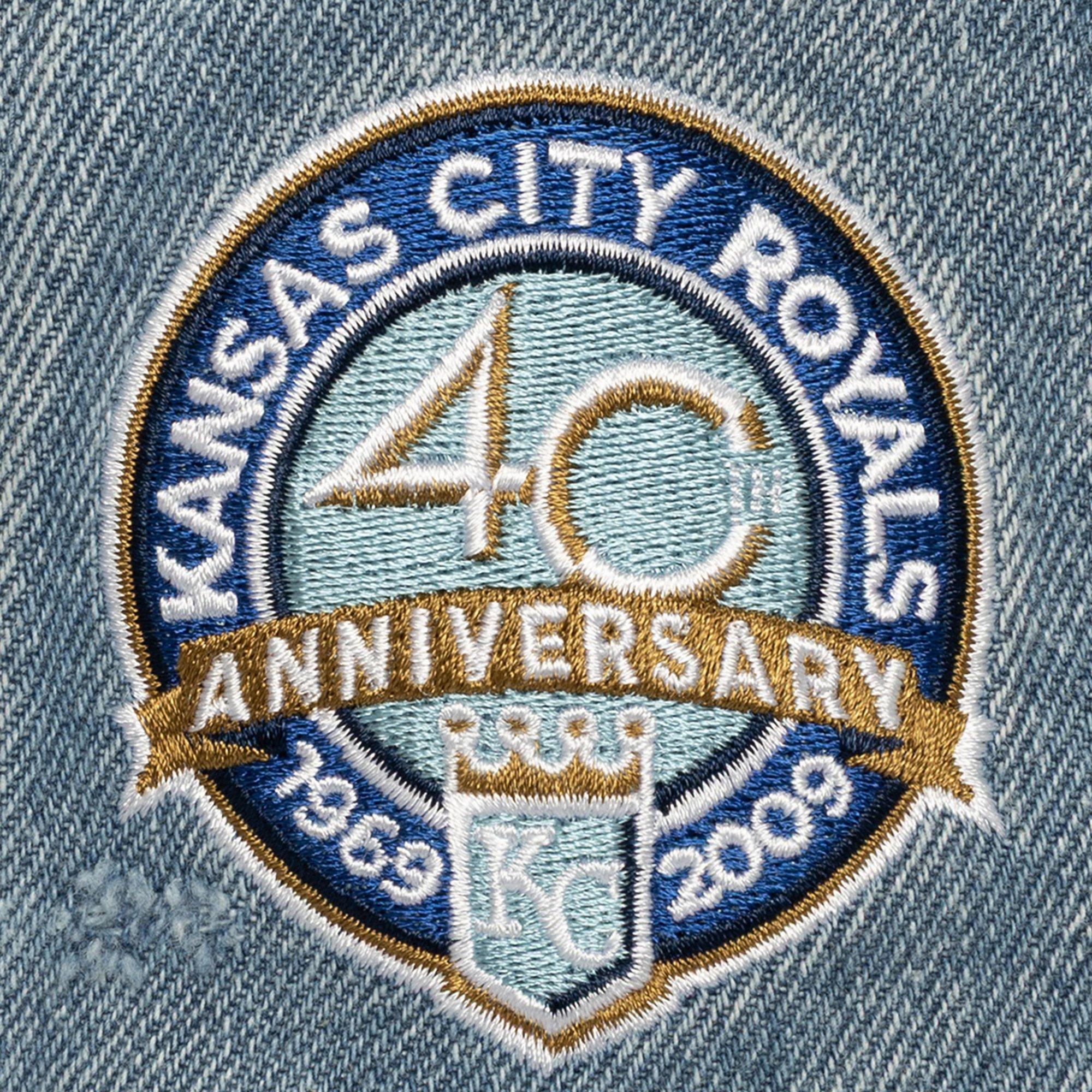 Mitchell & Ness Kansas City Royals Wood Work Snapback Hat-Light Blue