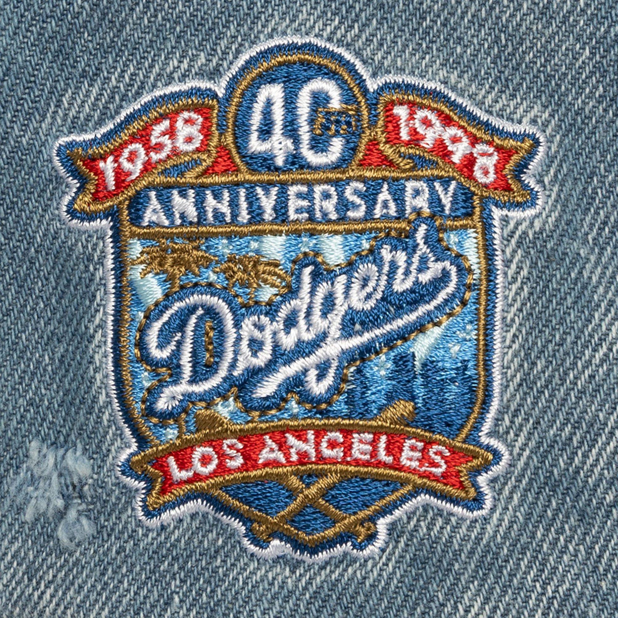 Mitchell & Ness Los Angeles Dodgers Wood Work Snapback Hat-Light Blue
