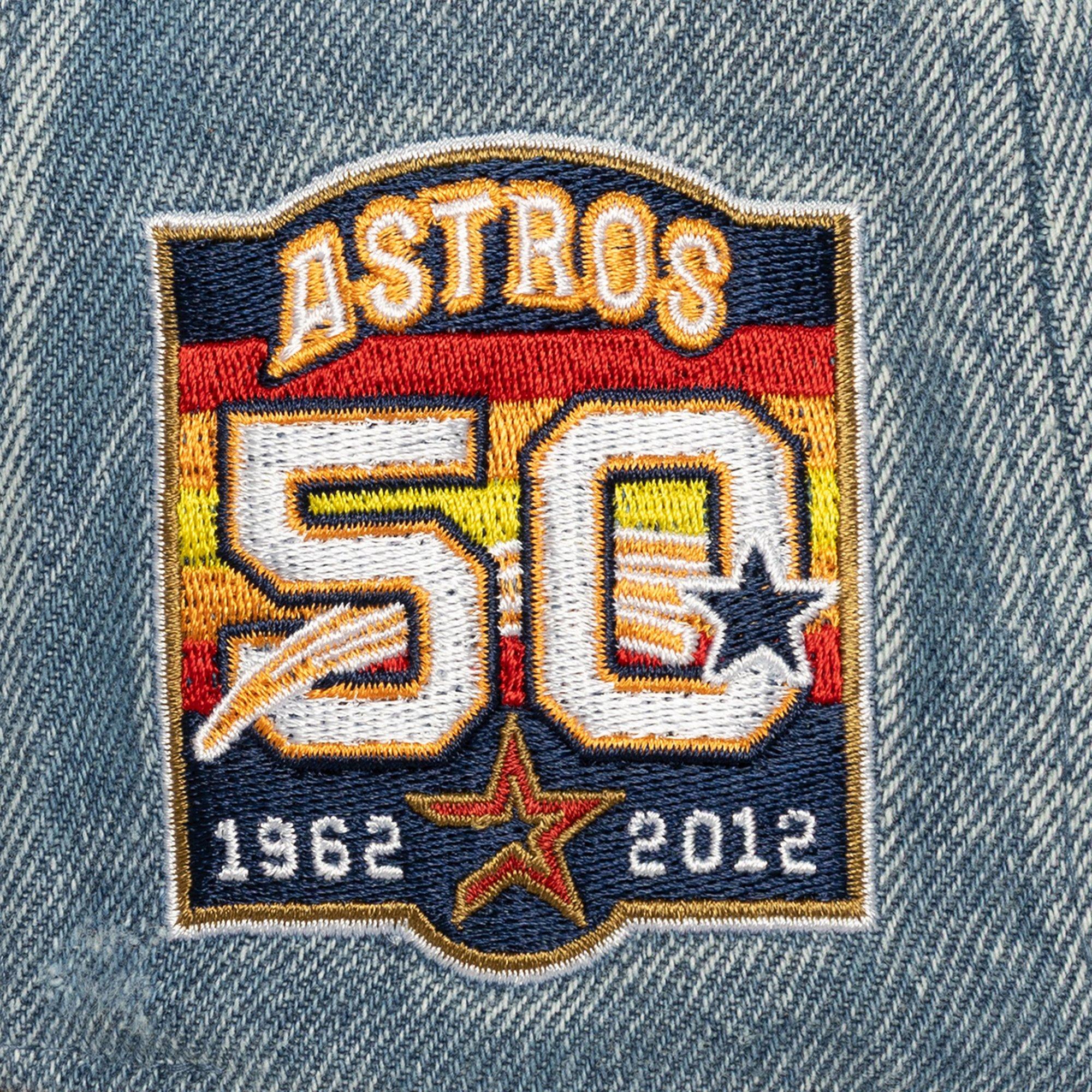 Mitchell & Ness Houston Astros Wood Work Snapback Hat-Light Blue