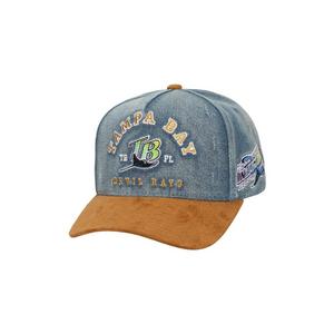 Mitchell & Ness Tampa Bay Rays Wood Work Snapback Hat-Light Blue