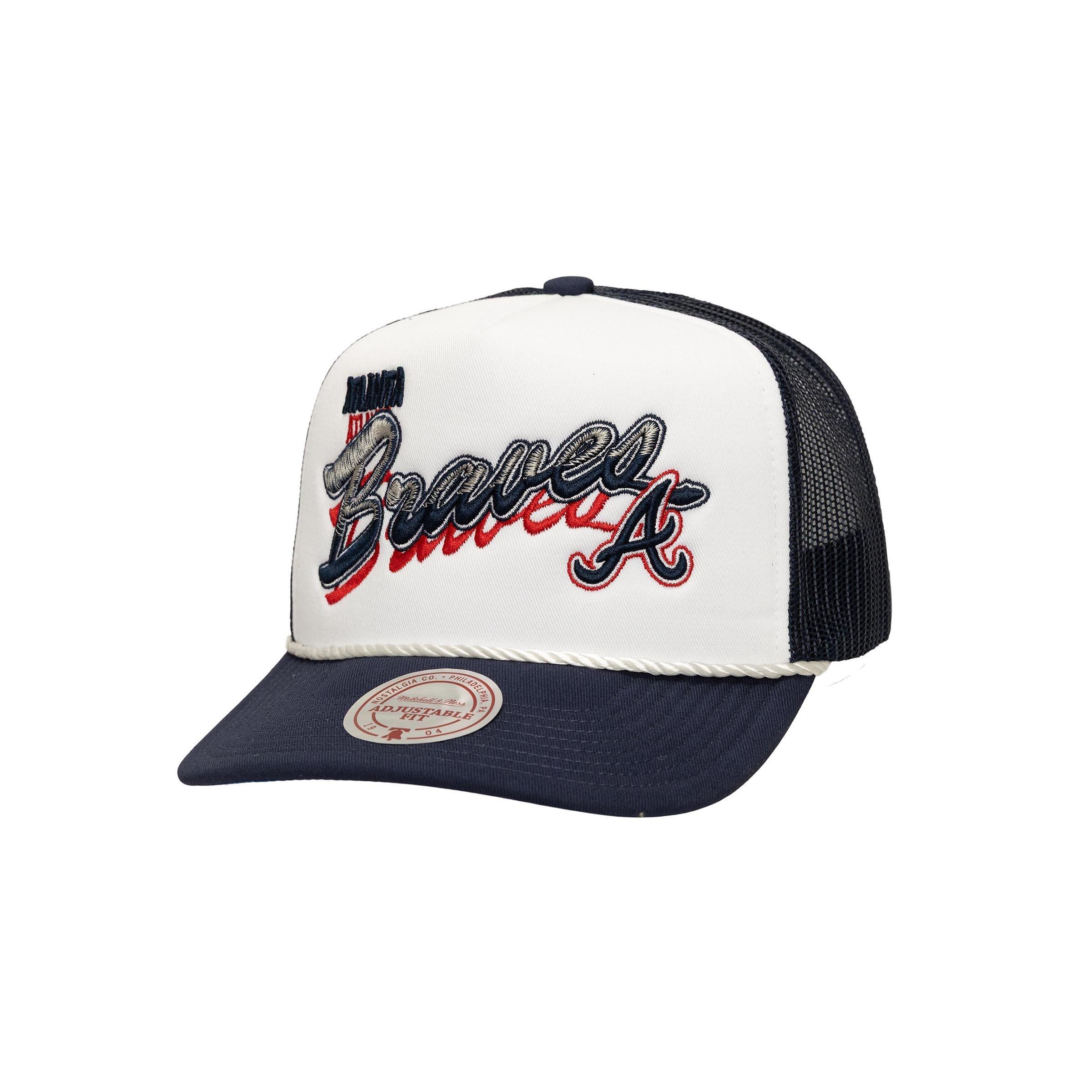 Mitchell & Ness Atlanta Braves Shadow Drop Trucker White Snapback Hat