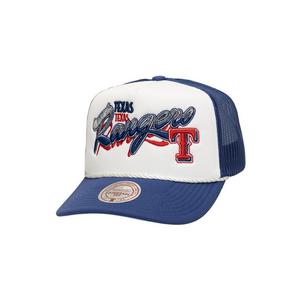 Mitchell & Ness Texas Rangers Shadow Drop Trucker Snapback Hat-White