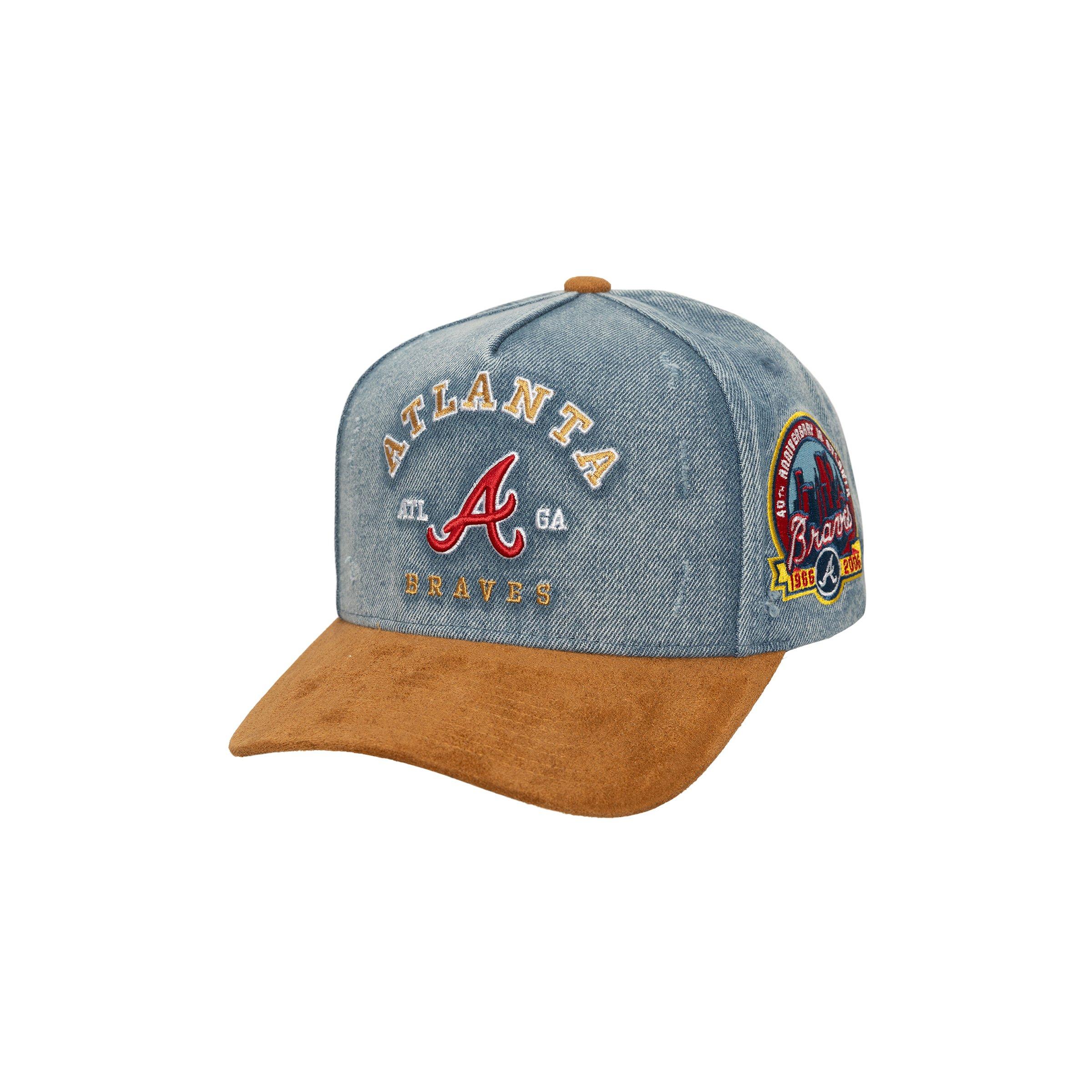 Mitchell & Ness Atlanta Braves Wood Work Snapback Hat-Light Blue