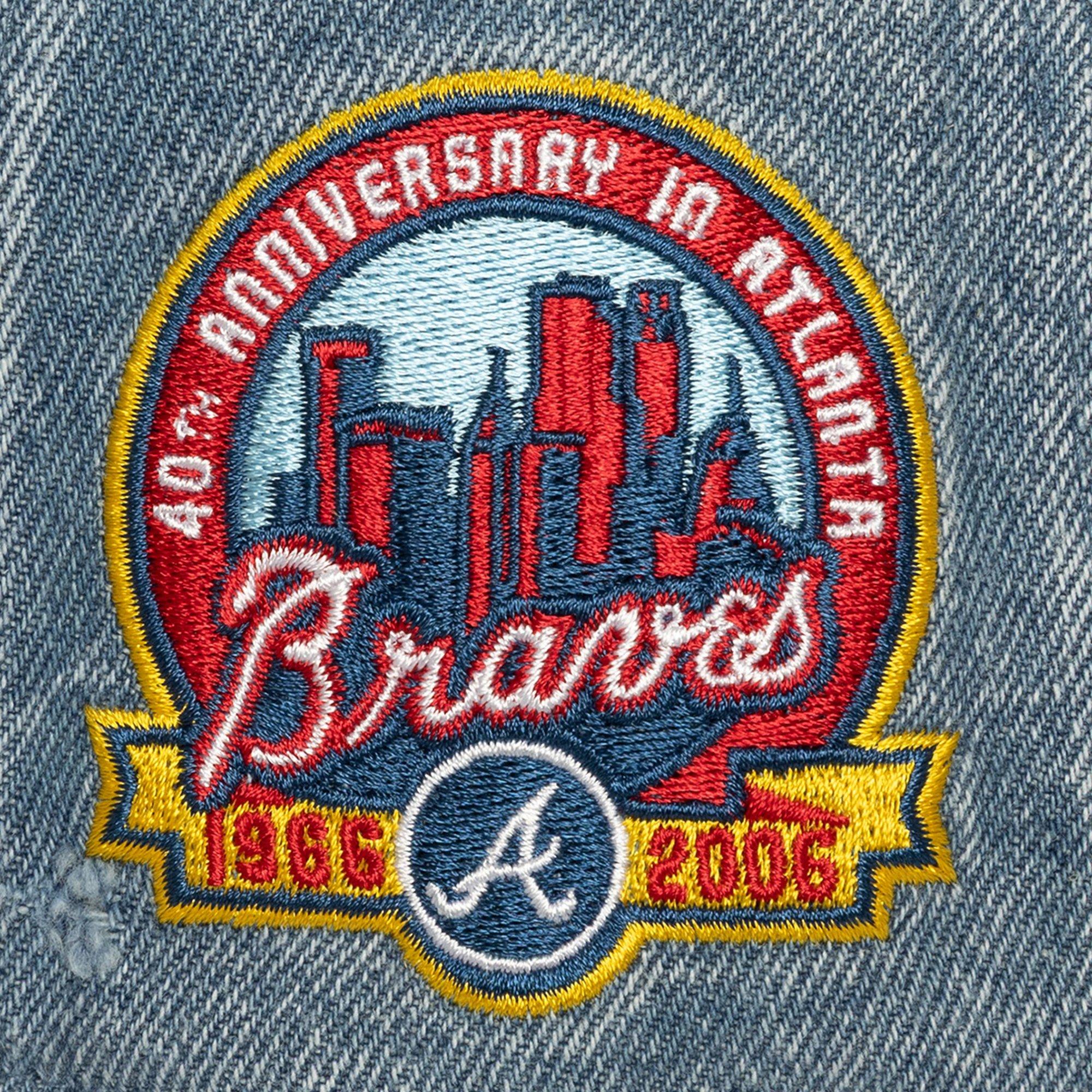 Mitchell & Ness Atlanta Braves Wood Work Snapback Hat-Light Blue