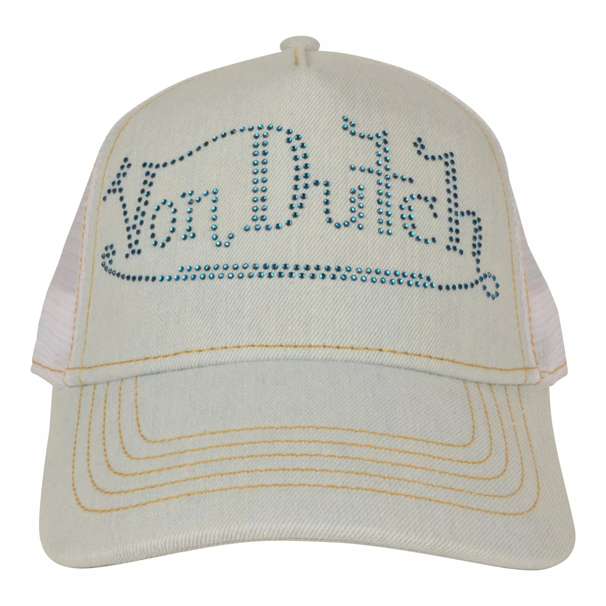 Von Dutch Bling Trucker Snapback Hat-Blue - BLUE