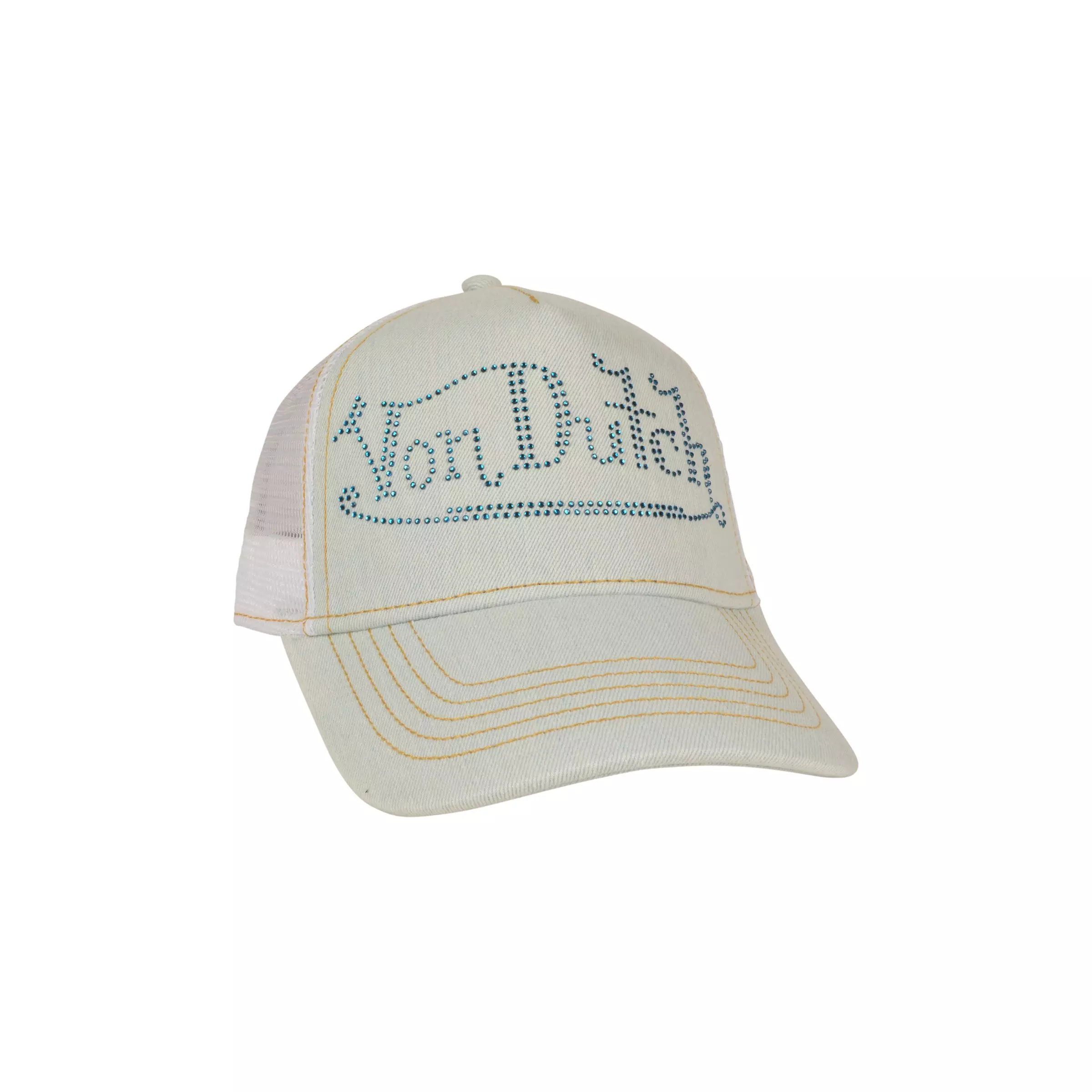 Von Dutch Bling Trucker Snapback Hat-Blue - BLUE