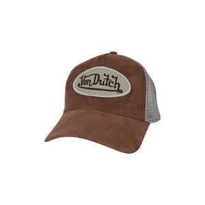 Von Dutch Suede Trucker Snapback Hat-Brown