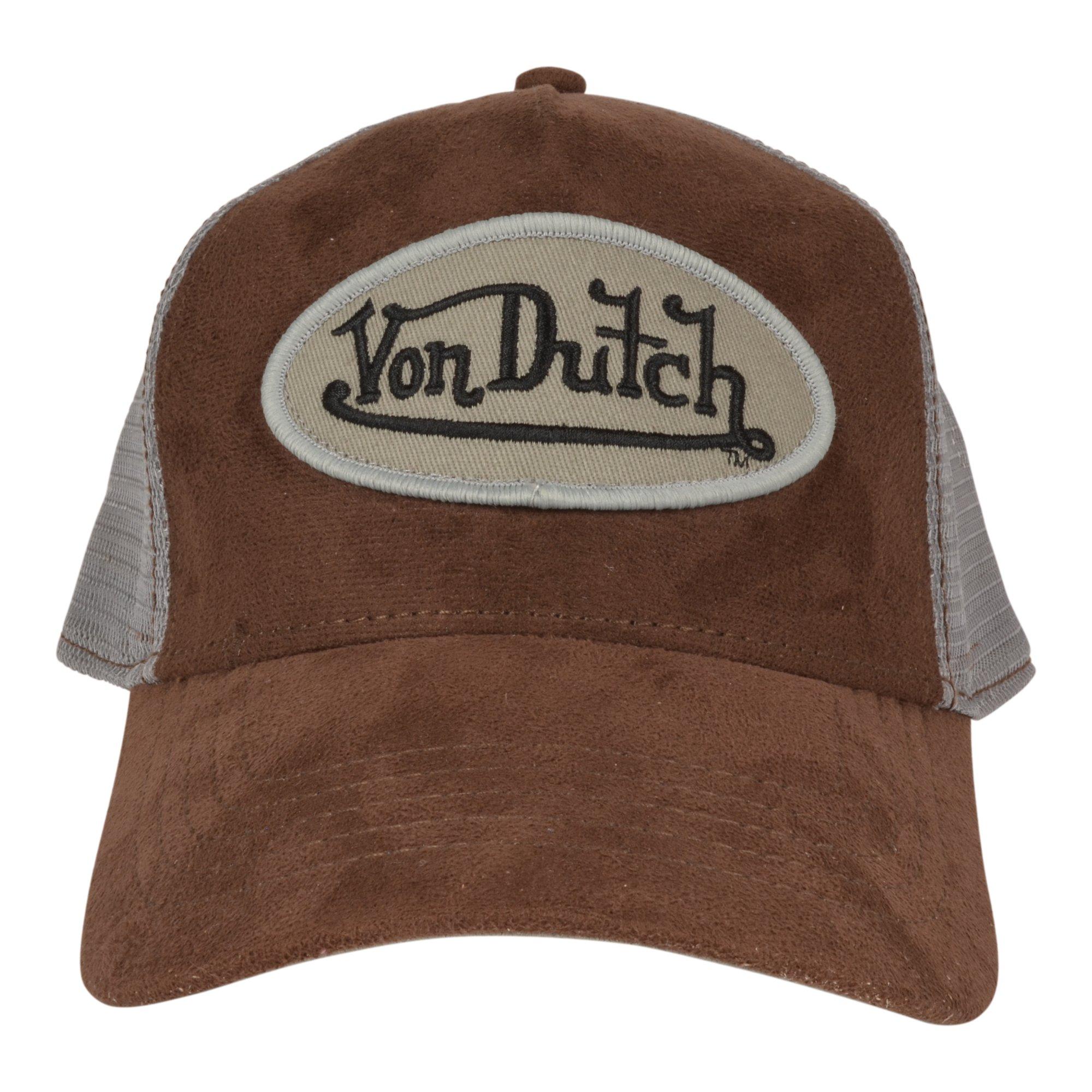 Von Dutch Brown Suede Trucker Snapback Hat