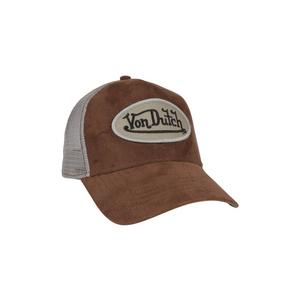 Von Dutch Suede Trucker Snapback Hat-Brown
