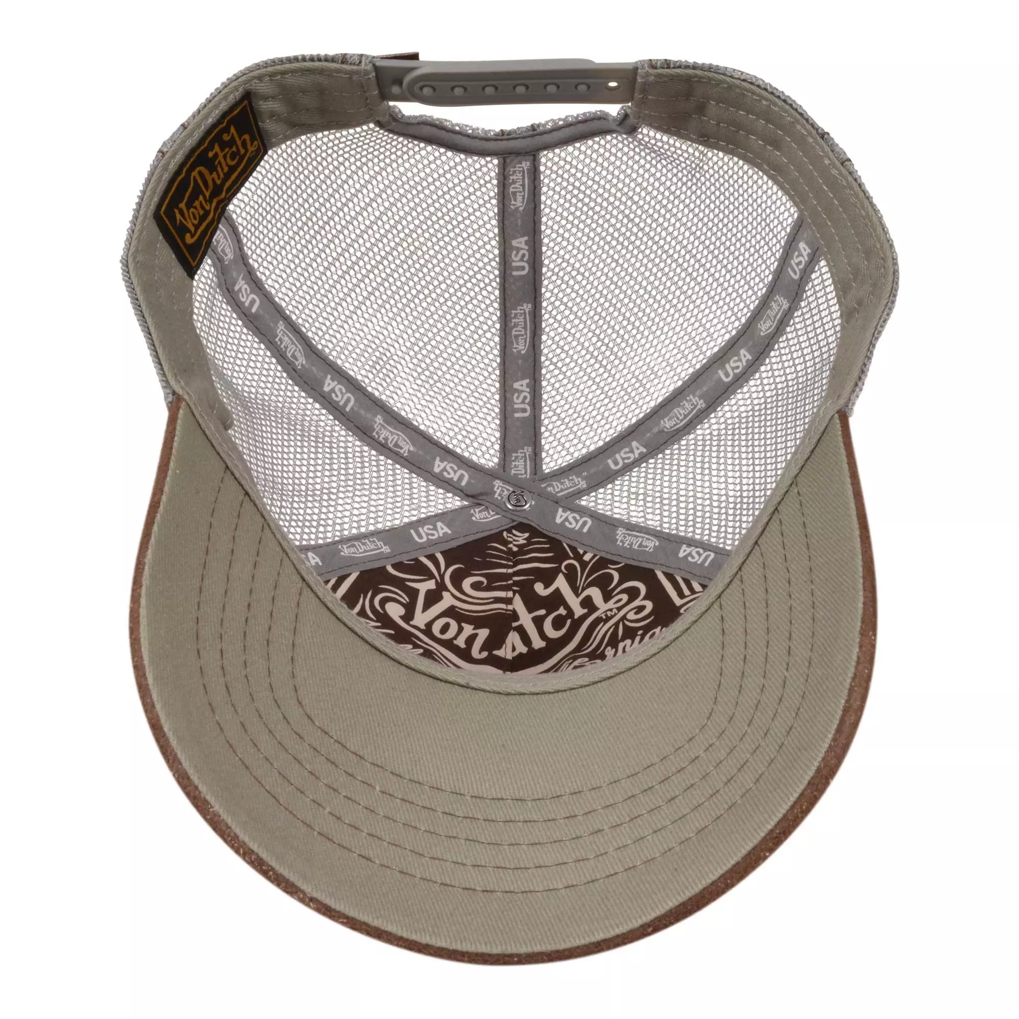 Von Dutch Suede Trucker Snapback Hat-Brown - BROWN