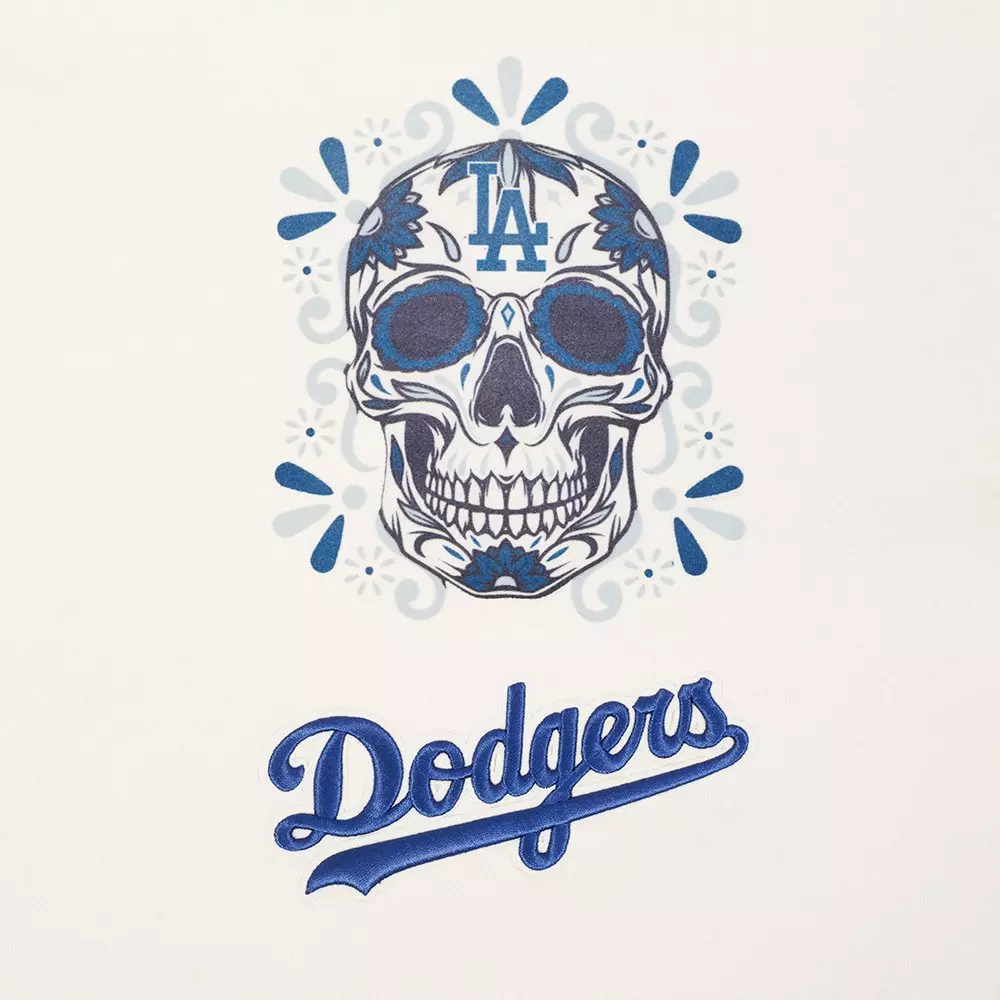 Pro Standard Los Angeles Dodgers Eternal Skull Drop Shadow Fleece Top-Cream - OFF-WHITE