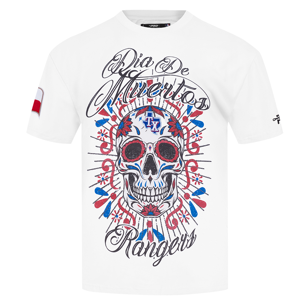 Pro Standard Texas Rangers Eternal Skull Drop Shadow Tee-Black - WHITE Thumbnail View 1