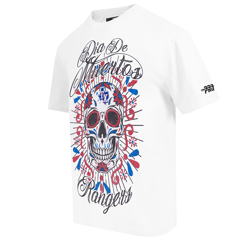 Pro Standard Texas Rangers Eternal Skull Drop Shadow Tee-Black - WHITE Thumbnail View 3