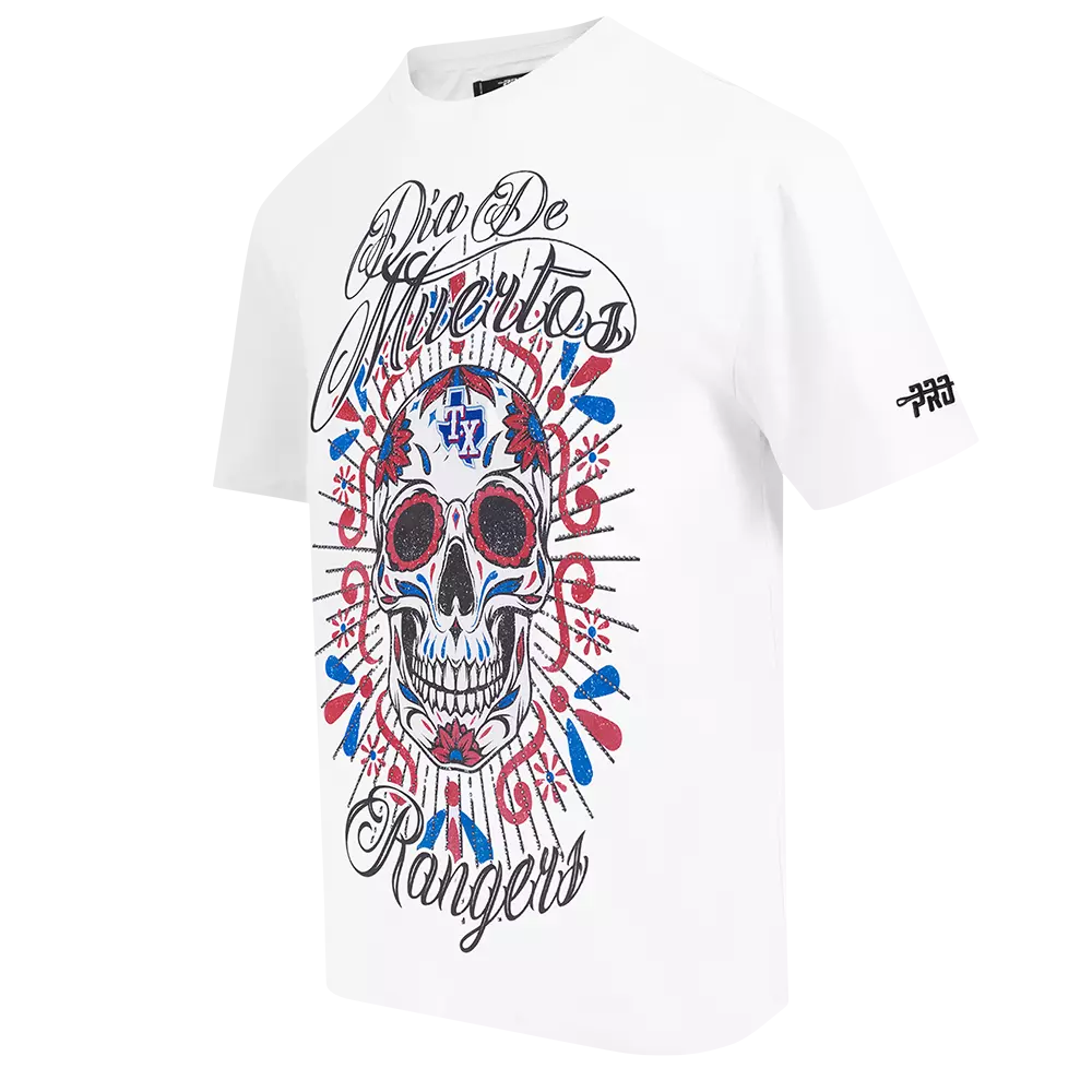 Pro Standard Texas Rangers Eternal Skull Drop Shadow Tee-Black - WHITE
