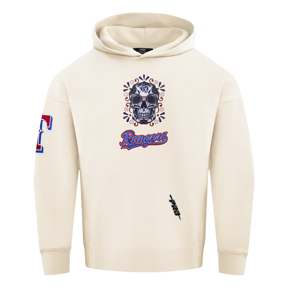 Pro Standard Texas Rangers Eternal Skull Drop Shadow Fleece Top-Cream - OFF-WHITE Thumbnail View 1