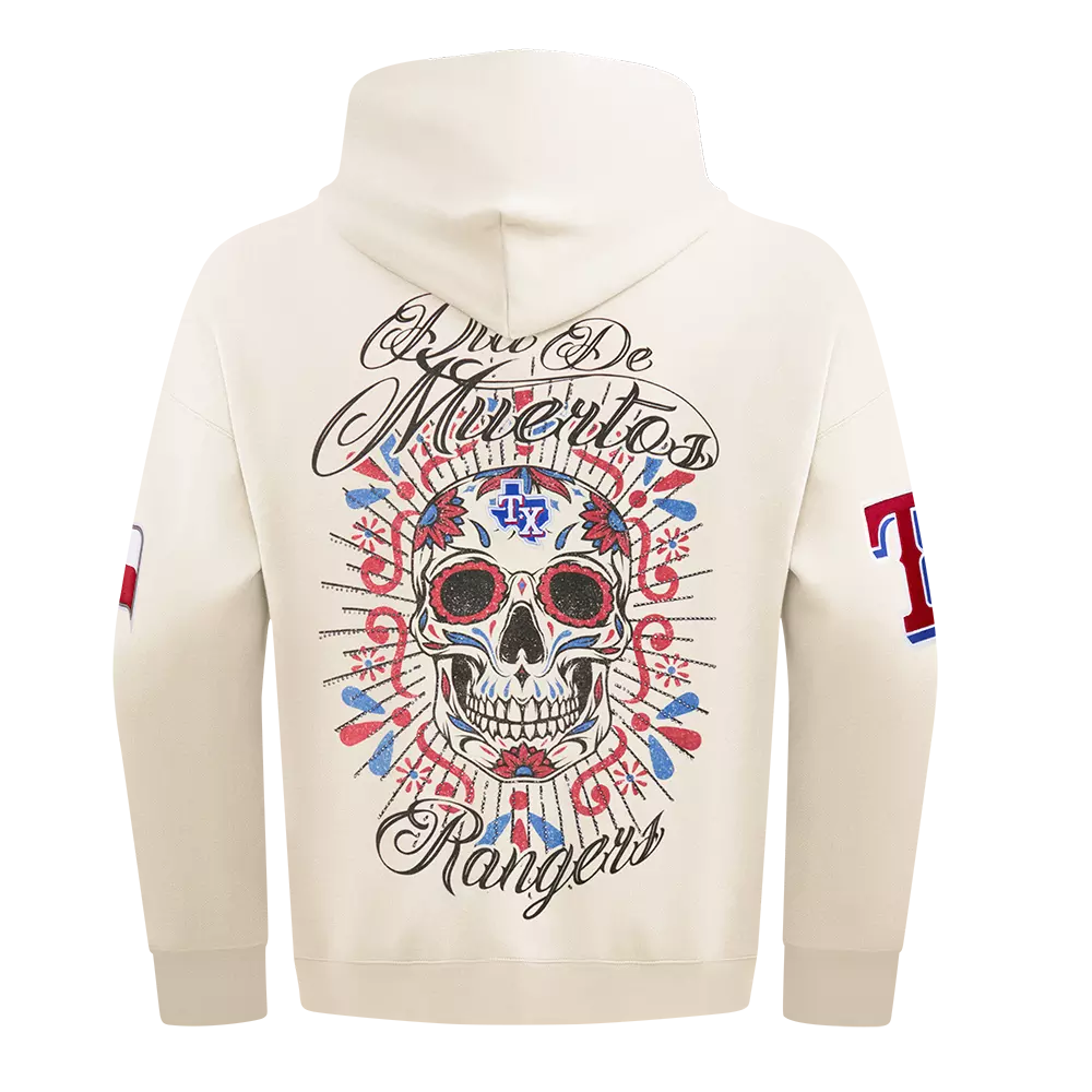 Pro Standard Texas Rangers Eternal Skull Drop Shadow Fleece Top-Cream - OFF-WHITE