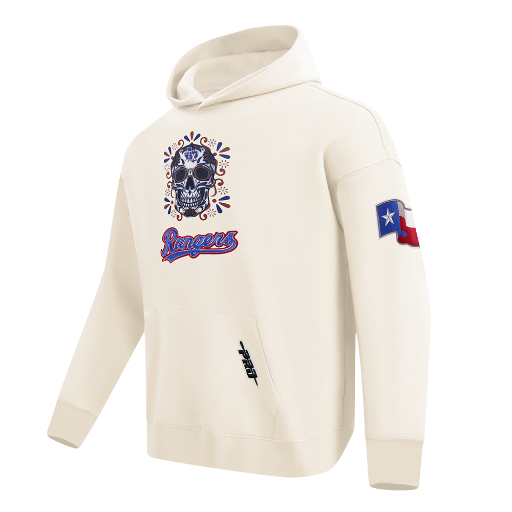 Pro Standard Texas Rangers Eternal Skull Drop Shadow Fleece Top-Cream - OFF-WHITE Thumbnail View 3