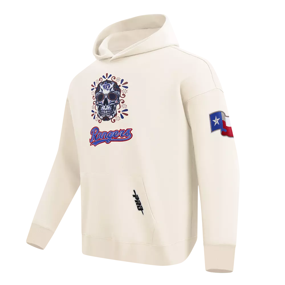 Pro Standard Texas Rangers Eternal Skull Drop Shadow Fleece Top-Cream - OFF-WHITE