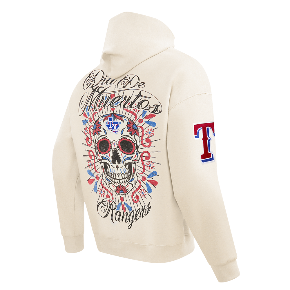 Pro Standard Texas Rangers Eternal Skull Drop Shadow Fleece Top-Cream - OFF-WHITE Thumbnail View 4