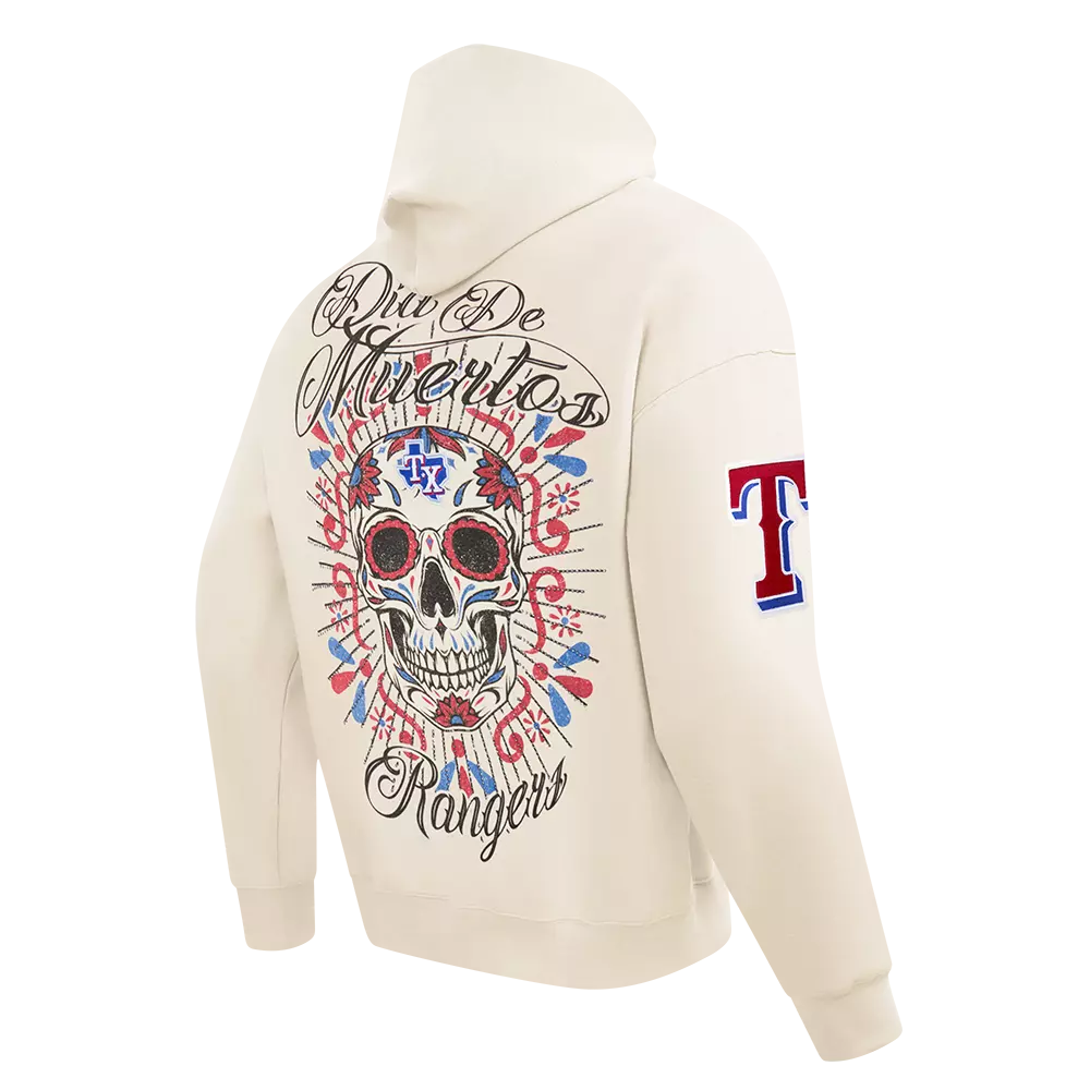 Pro Standard Texas Rangers Eternal Skull Drop Shadow Fleece Top-Cream - OFF-WHITE