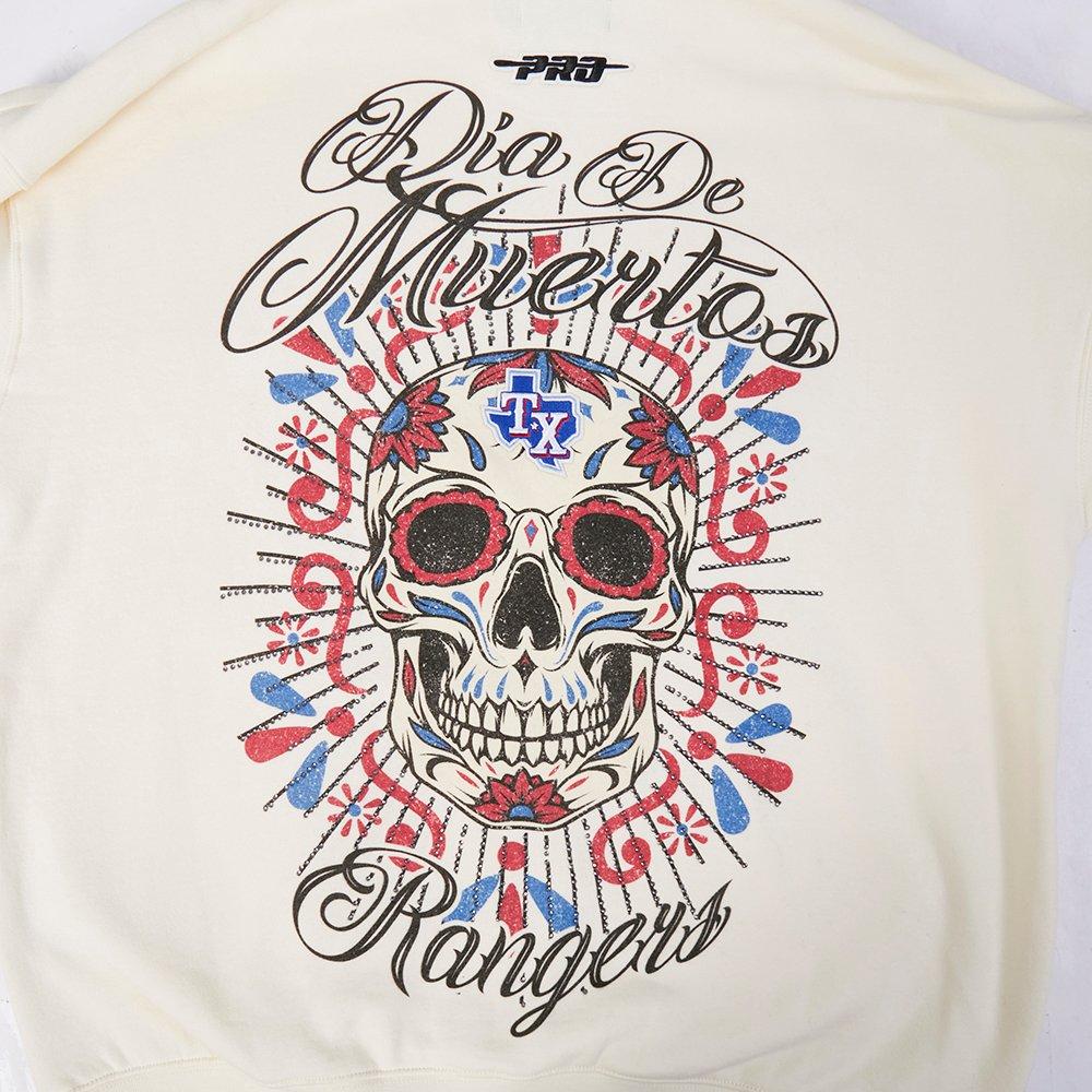 Pro Standard Texas Rangers Eternal Skull Drop Shadow Fleece Top-Cream - OFF-WHITE Thumbnail View 5