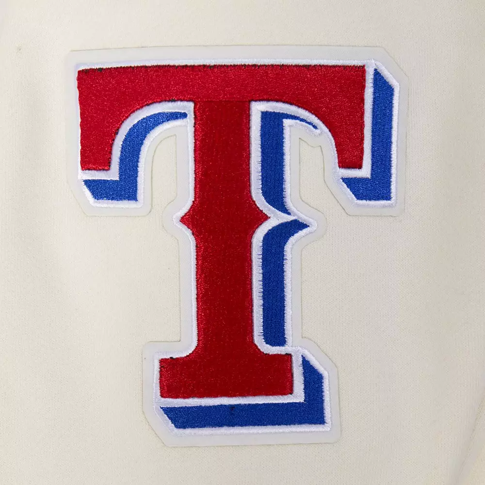 Pro Standard Texas Rangers Eternal Skull Drop Shadow Fleece Top-Cream - OFF-WHITE
