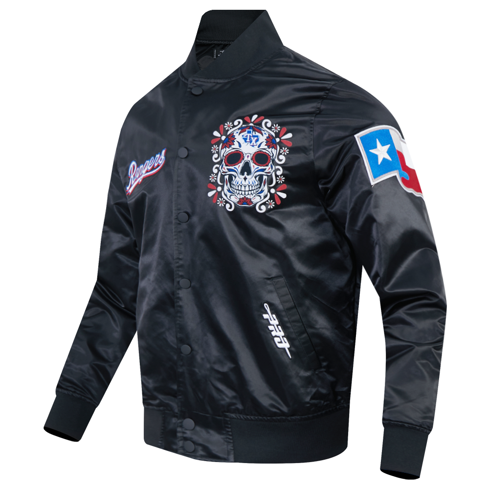 Pro Standard Texas Rangers Eternal Skull Drop Shadow Jacket-Black - BLACK Thumbnail View 3