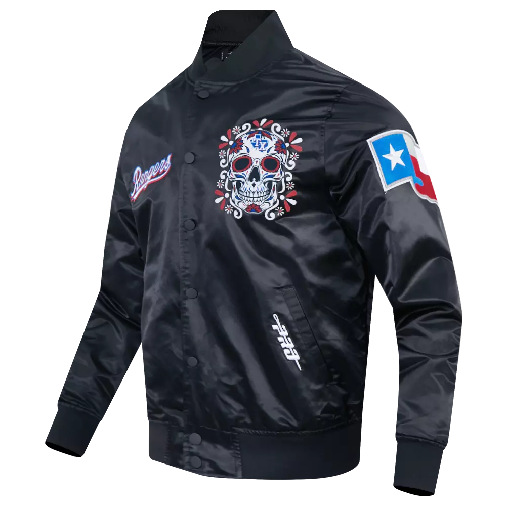 Pro Standard Texas Rangers Eternal Skull Drop Shadow Jacket-Black - BLACK