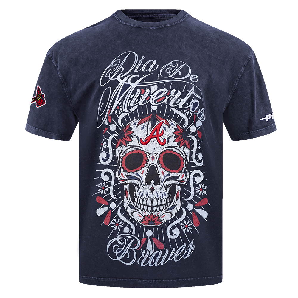Pro Standard Atlanta Braves Eternal Skull Drop Shadow Tee-Navy - NAVY Thumbnail View 1