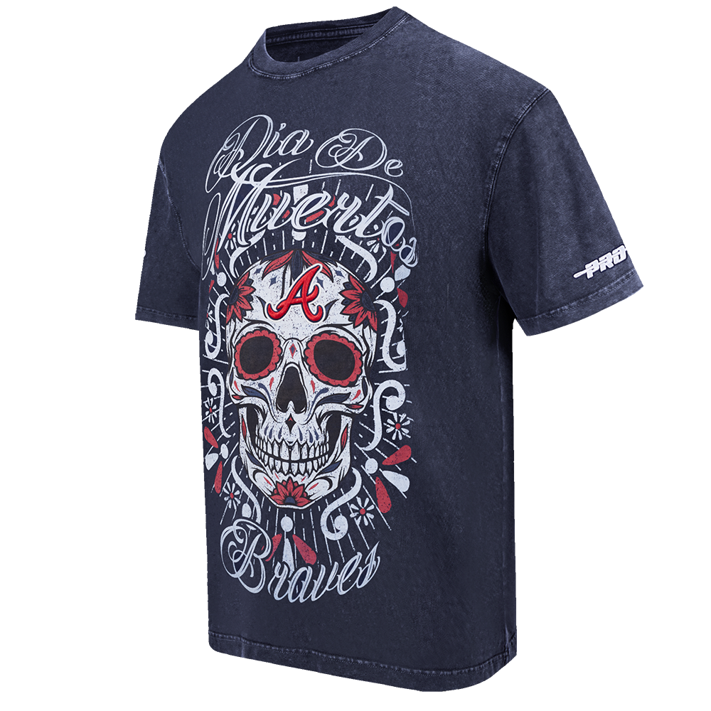 Pro Standard Atlanta Braves Eternal Skull Drop Shadow Tee-Navy - NAVY Thumbnail View 3