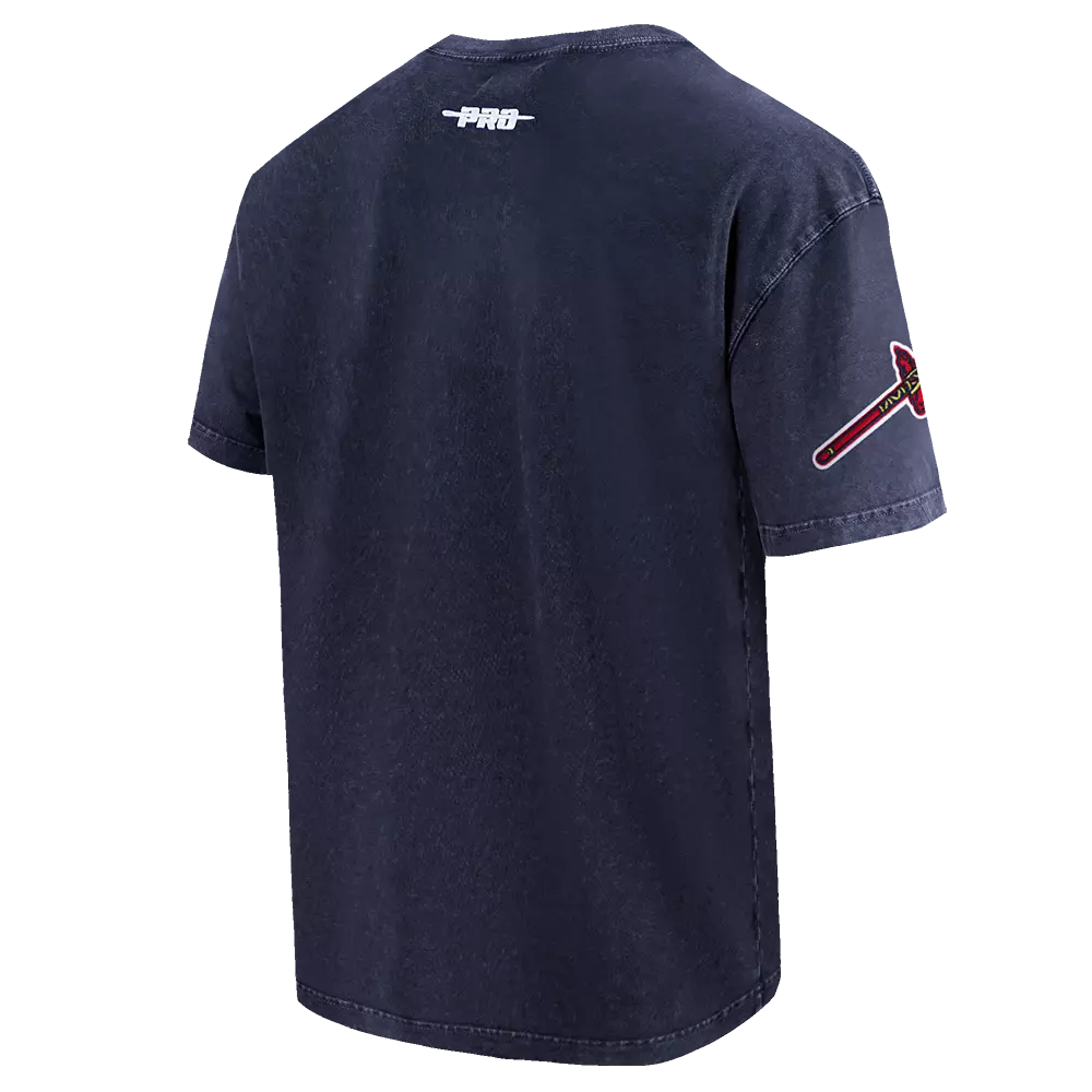 Pro Standard Atlanta Braves Eternal Skull Drop Shadow Tee-Navy - NAVY