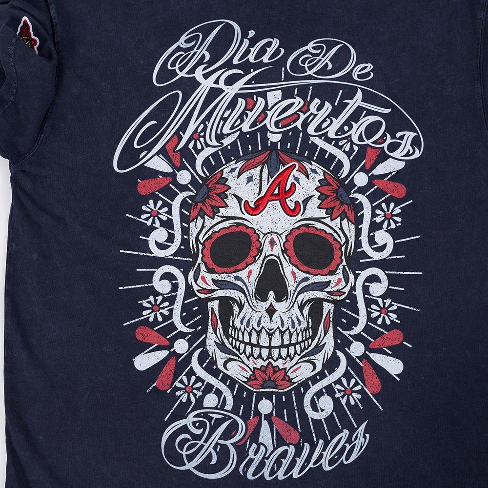 Pro Standard Atlanta Braves Eternal Skull Drop Shadow Tee-Navy - NAVY Thumbnail View 5