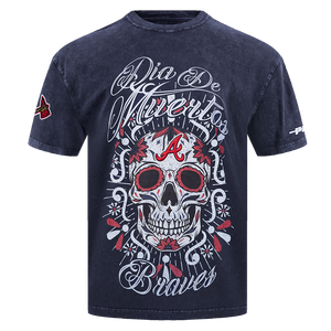 Pro Standard Atlanta Braves Eternal Skull Drop Shadow Tee-Navy